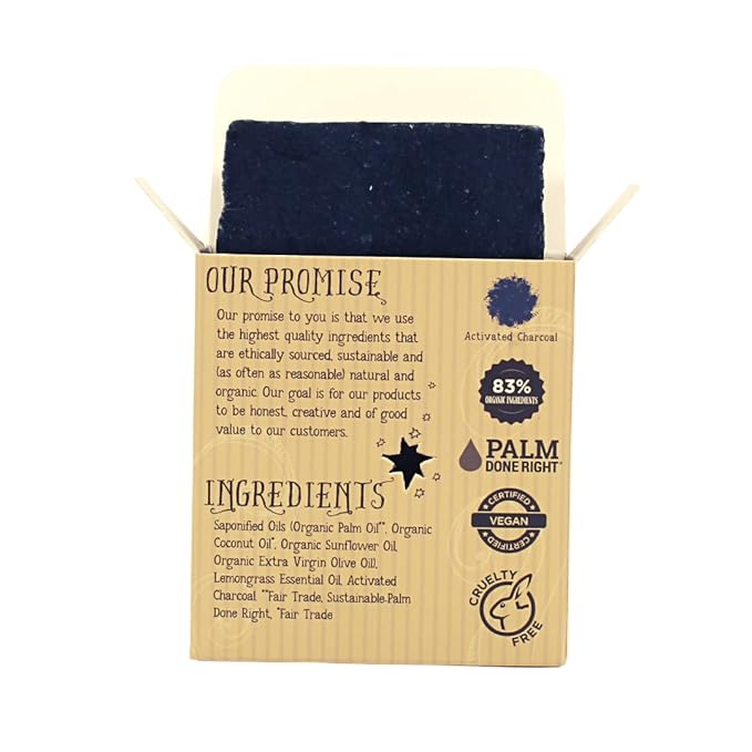 Varina Organic Lemongrass Soap - Charcoal Bar Soap - Gentle Cleansing for Sensitive Skin, Herbal and Mint - 3 Pack - Natural Charcoal Soap