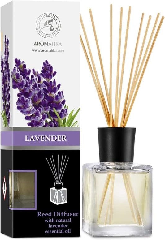 Reed Diffuser with Natural Essential Oil Lavender 6.8 Fl Oz - Scented Reed Diffuser - Gift Set with Bamboo Sticks - Best for Aromatherapy - SPA - Home - Office - Fitness Club