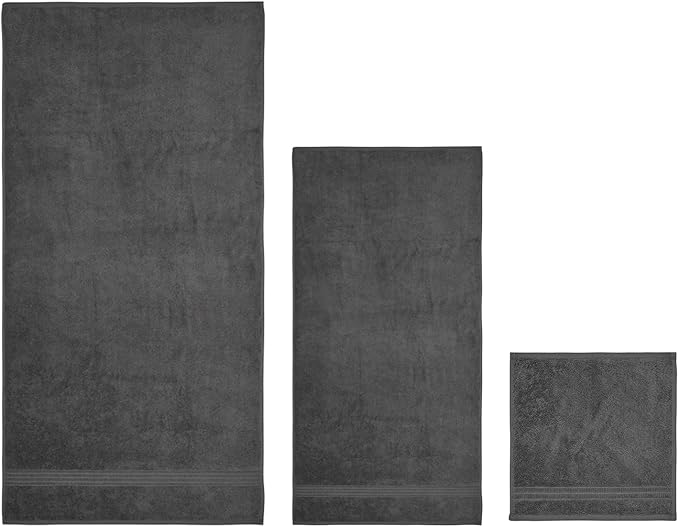 HOMELOVER 4 Piece Luxury Hand Towel Set - 100% Organic Cotton, 500 GSM, Hotel Quality, Highly Absorbent, Soft & Quick Drying Bathroom & Kitchen Towel for Face & Hand Washing (Coal Gray)