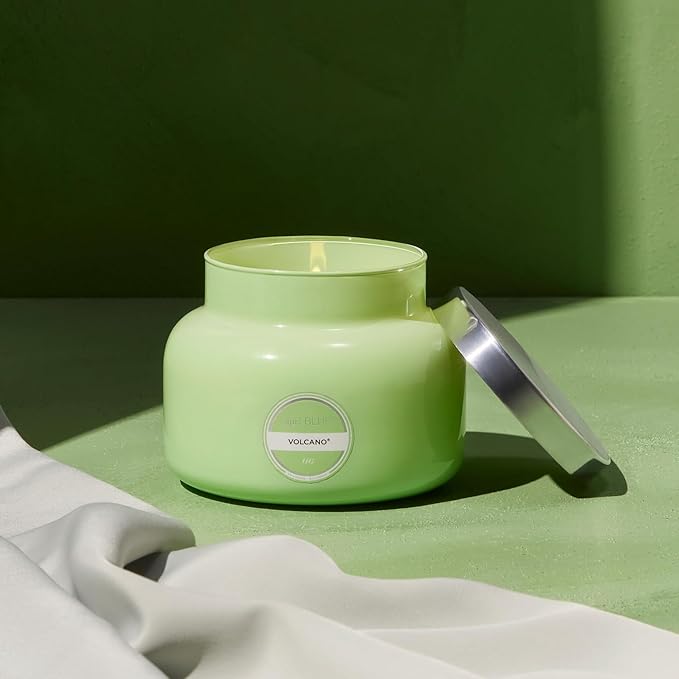 Capri Blue Volcano Scented Candles - Luxury Candles for Home Scented with Tropical Fruit & Sugared Citrus - Long Lasting Soy Wax Blend - Signature Glass Jar (Iced Matcha Green, 19 oz)