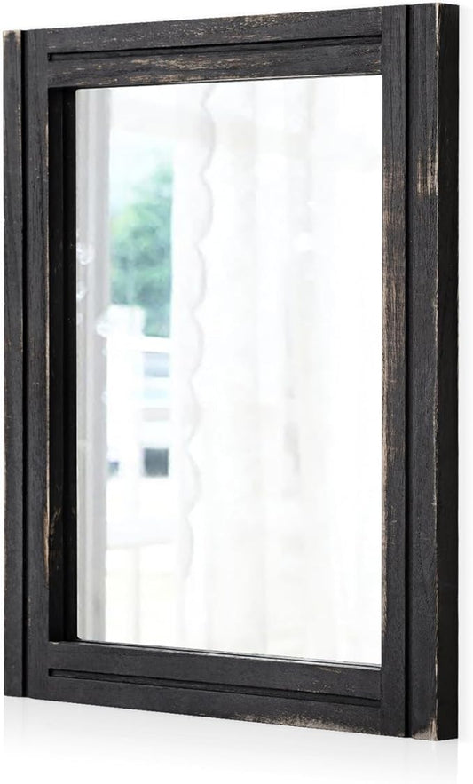 AAZZKANG Wall Mounted Mirror Small Rectangular Retro Mirrors with Wood Frame for Bedroom Living Room Bathroom Entryway Large 20"x16"