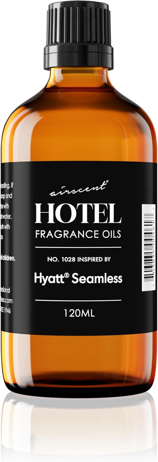 AirScent Hotel Diffuser Oil Inspired by The Hyatt Seamless Hotel Scent - Premium Fragrance Oil No. 1028 for Ultrasonic and Waterless Diffusers and Crafting - 120 mL, 4 fl oz Glass Bottle with Dropper