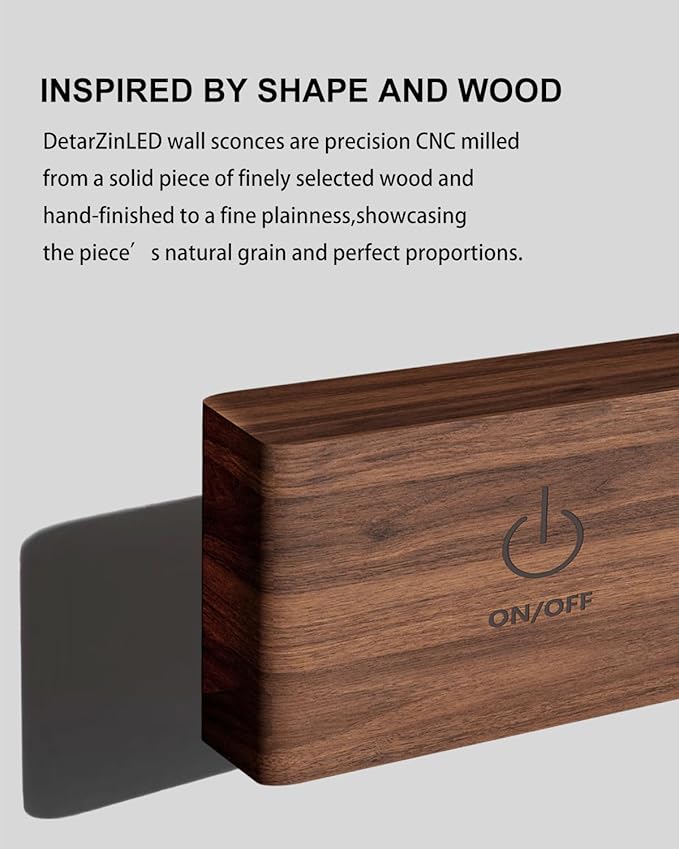 Wall Lights Battery Operated Wooden,Magnetic Wall Sconces Rechargeable,Adhesive Wall Lights for Bedroom,Dimmable Wall Mounted Bedside Lamp,Cordless Battery Wall Sconce for Bedroom Reading