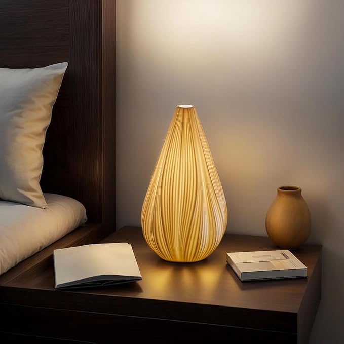 RONDURE 12.5" Modern Table Lamp, Modern Bedside Lamps for Bedroom, Living Room and Nightstand, White Translucent Ceramic Shade, Warm Ambient Lighting, Home Decor