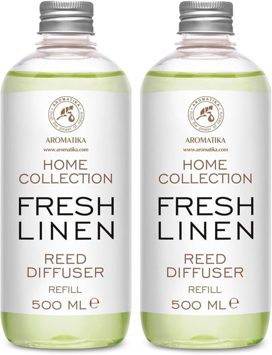 Refill Reed Diffuser Fresh Linen - Set 2 х 17 Fl Oz - Aroma Refill for Reed Diffuser - Long Lasting Home Fragrance - Air Freshener - Fresh Scent - Aromatherapy - Home Decor - Air Diffuser