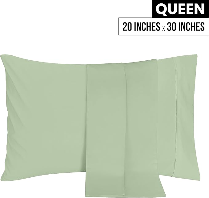 Utopia Bedding Queen Pillow Cases - 2 Pack - Envelope Closure - Soft Brushed Microfiber Fabric - Shrinkage and Fade Resistant Pillow Covers 20 X 30 Inches (Queen, Sage)
