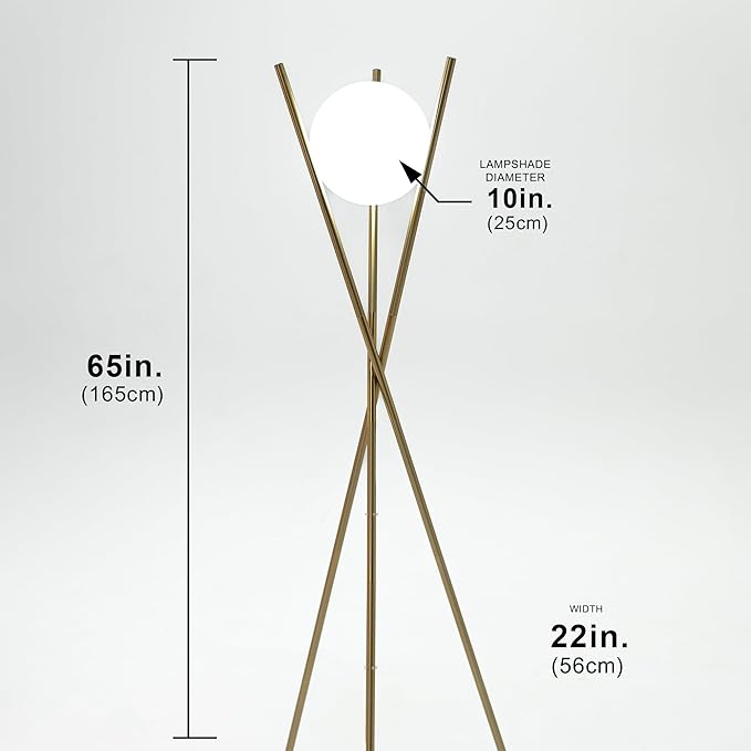 Solstice Modern Frosted Glass Globe Floor Lamp (165cm) Contemporary LED Dimmable Lighting for Bedroom, Living Room, Hotel & Home Office (Black)