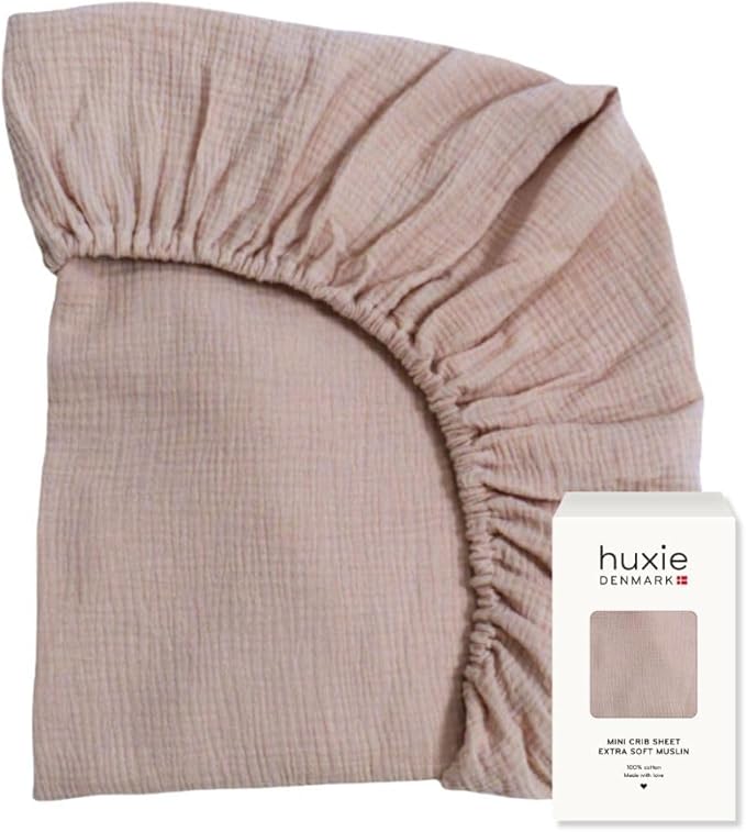 Denmark - Super Soft Muslin Mini Crib Sheets - 24'' x 38'' - 100% Organic Baby Crib Sheets for Boys and Girls (Blush)