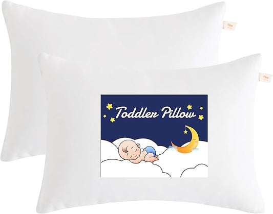 NTBAY Toddler Pillows, Down Alternative 13"x18" Pillows, Machine Washable - Soft and Breathable Travel Small Pillows for Sleeping, Ideal for Daycare, Crib, Cot, White