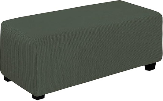 Easy-Going Stretch Ottoman Cover Folding Storage Stool Furniture Protector Soft Rectangle slipcover with Elastic Bottom(Ottoman X-Large,Olive Green)