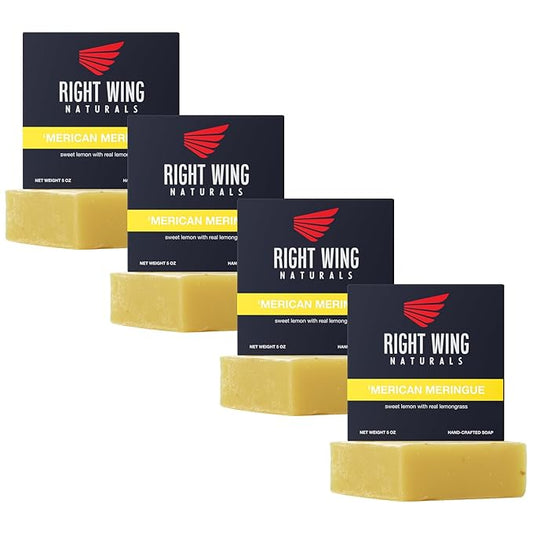 Right Wing Naturals Bar Soap Gift Set for Men | Handcrafted Cold-Pressed Soap | Handmade Organic Soap for Men | Most Popular Flavors | Natural Scented Men’s Bar Soap| Pack of 4 Bars