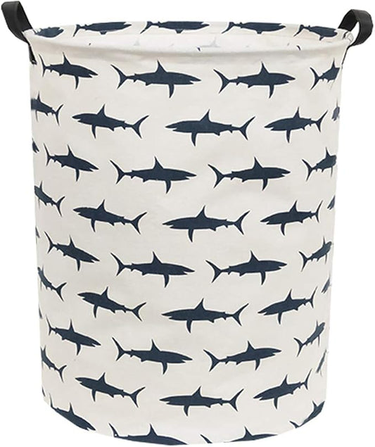 Kids Laundry Hamper,Canvas Shark Hamper Collapsible Boys Storage Baskets for Shark Room Decor,Nursery Hamper,Toy Organizer,(Shark)