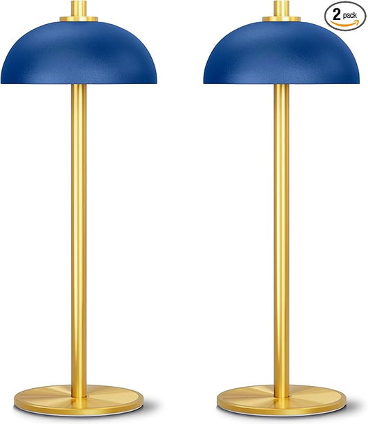 2 Pack Cordless Table Lamp, 5000mAh Portable Rechargeable Table Lamp, 3 Color Modes Stepless Dimming Table Light with Memory Function, for Dinner, Patio, Home, Restaurant.(Blue)