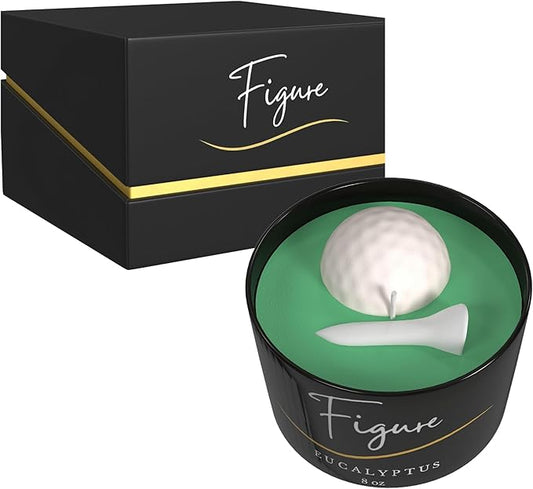 All Natural Scented Golf Candle | Hand-Poured | Aromatherapy | Beeswax & Organic Soy Wax Blend | Essential Oils | 100% Beeswax Wick | Premium Gift Box Included | Golf Ball & Tee Eucalyptus