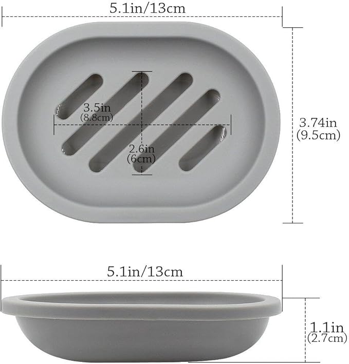Topsky 4pcs Soap Dish with Drain, Soap Holder, Soap Saver, Easy Cleaning, Dry, Stop Mushy Soap (Grey)
