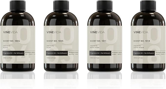 VINEVIDA Hotel Fragrance Collection - 4 Pack Diffuser Oils - Cold Air Diffusers - Scents No. 1005, 1018, 1011, 1004