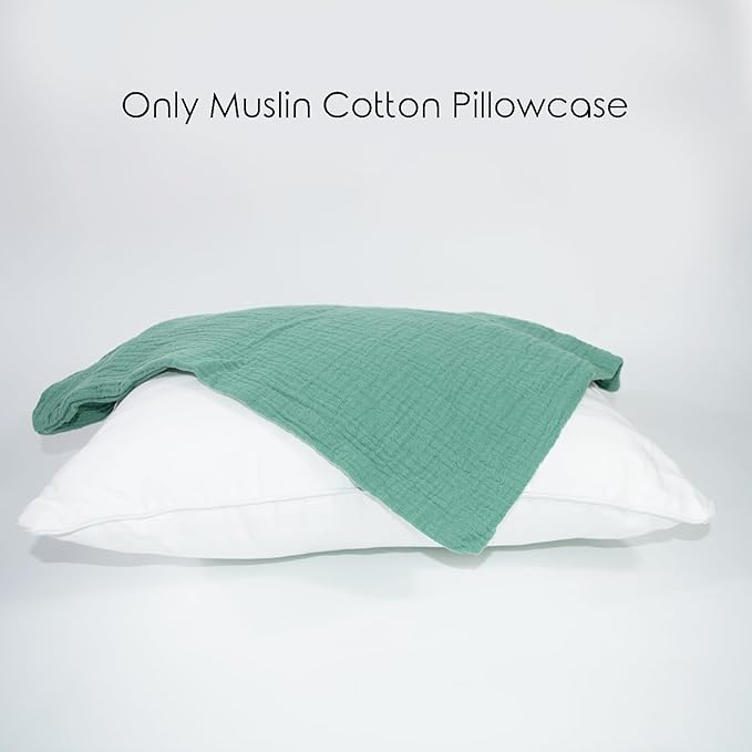 Organic Cotton Muslin Mini Pillowcases with Envelope Design,2 Pack Ultra Breathable Kids Toddler Pillowcases for Boys and Girls- 13 x 18 inches (Turquoise)