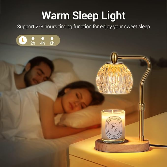 [Set of 2] Candle Warmer Lamp，Candle Warmer with Timer & Dimmer Candle Warmer Height Adjustable for All Size Scented Candles, [GOLD+BLACK]Candle Warmer with 2 * 50W Bulbs for Mothers Day Gifts
