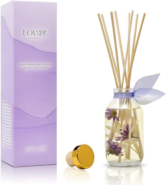 LOVSPA Lavender Vanilla Reed Diffuser Set - Essential Oil Scent Diffuser - Reed Diffusers for Home with Long Lasting Fragrance - Non-Toxic Oil Reed Diffuser - Made in The USA