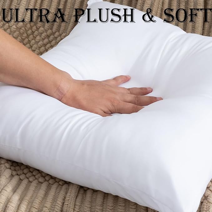 Pack of 4 Throw Pillow Inserts, 18 x 18 Square Cushion Inner Soft Fluffy Plump Stuffer Cushion Pads White Decorative Pillow Inserts (18x18 Inch (Pack of 4))