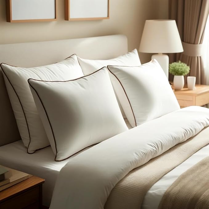 Luxury Hypoallergenic Sleeping Bed Pillows - Soft and Supportive - Premium Down Alternative Fill - Ideal for Side, Back, and Stomach Sleepers Queen Size Set of 4