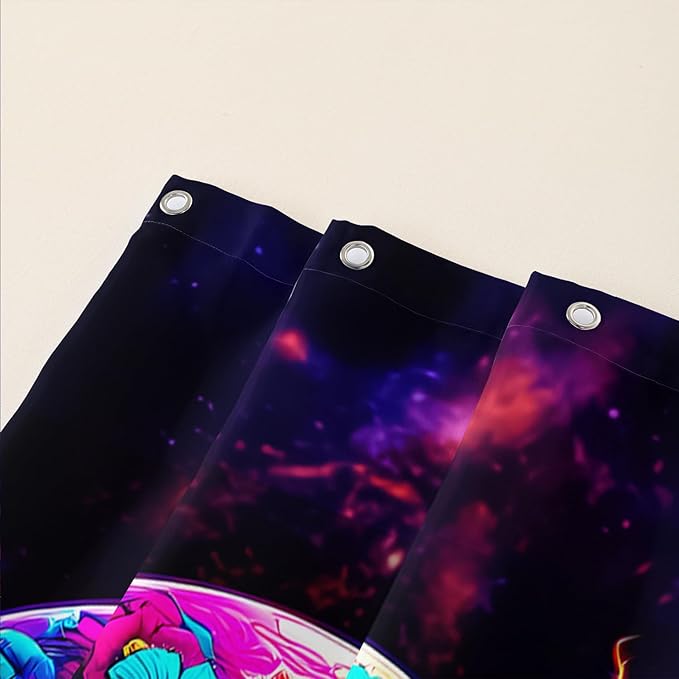 AILONEN Sugar Skull Shower Curtain for Bathroom,Romantic Rose Flower Skull Bath Curtain Decoration,Colorful Skeleton Print Waterproof Purple Curtain with 12 Plastic Hooks, 60" W*72" H