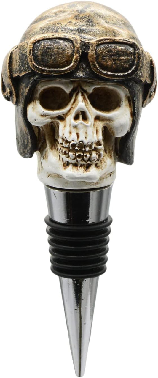 Wine Bottle Stopper Pilot Skull Decor Beverage Wine Cork for Man Housewarming Gift,Christmas,Thanksgiving
