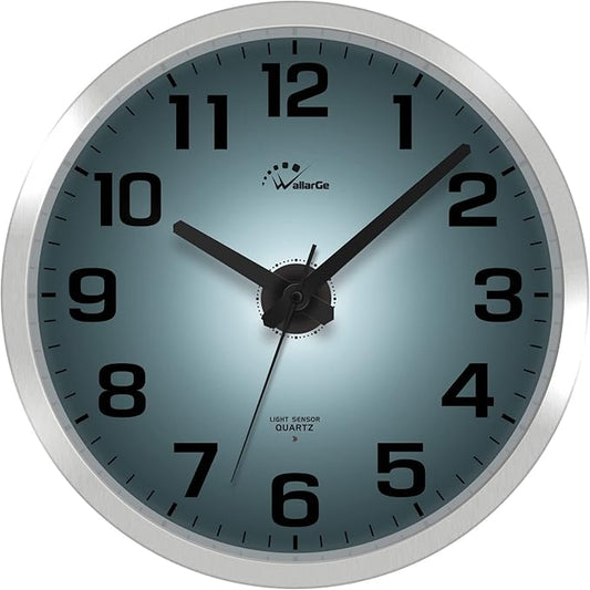 WallarGe Night Light Wall Clock for Bedroom - Silent Lighted up Wall Clock Glow in The Dark, Battery Operated Wall Clocks for Living Room/Kitchen, Easy to Read Large Digital Display, 12 Inch