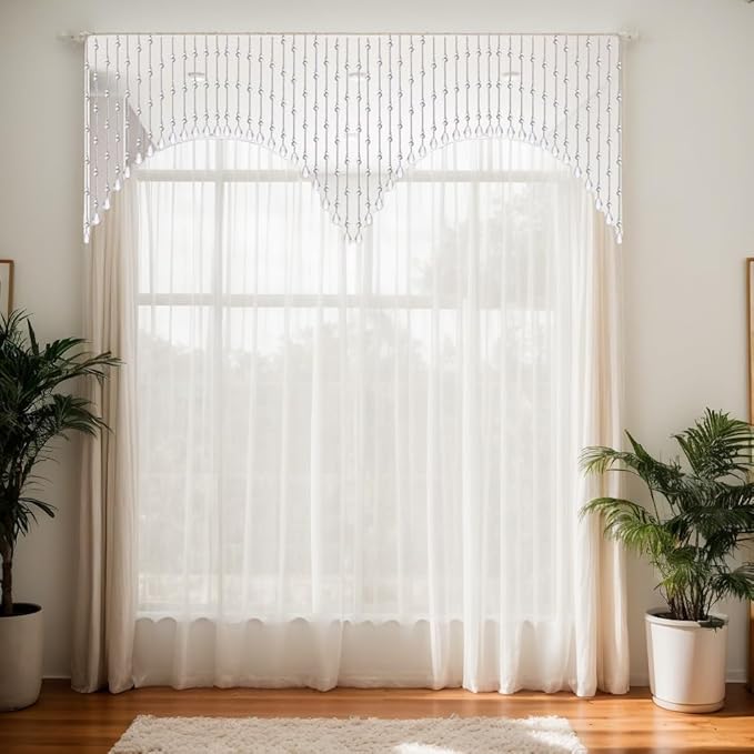 Hanging Glass Door Beads Beaded Curtains Valance Self-Adhesive for Doorways Crystals Stran Arched Windows, Clear Crystal Room Bead Partition Curtain Door Frame Beads for Doorways Closets 1
