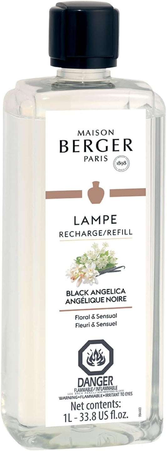 MAISON BERGER - Black Angelica - Lampe Berger Fragrance Refill for Home Fragrance Oil Diffuser - Air Freshener - 33.8 Fluid Ounces - 1 Liter