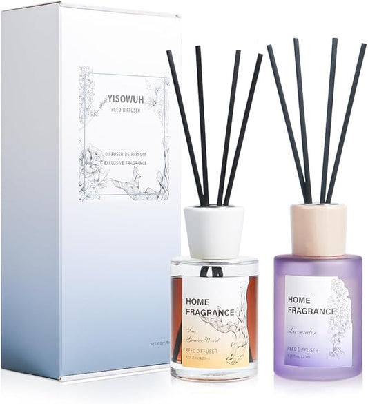 Reed Diffuser - Sea Guaiac Wood&Lavender 4.06oz (120ml) 2 Packs Essential Oil Reed Diffuser Set with 16 Sticks, Long Lasting Fragrance for Home, Bathroom, Bedroom, Room, Decor