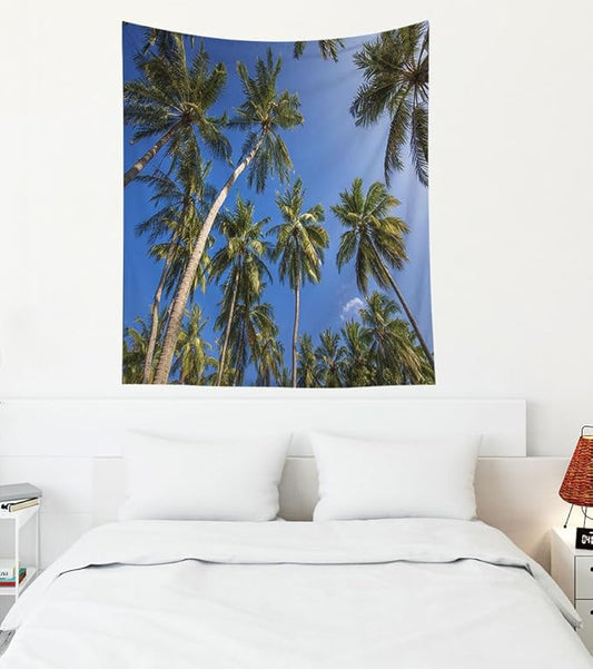 EMMTEEY Tree Tapestry Wall Decor Vertical 50X60 Inch-Coconut Palm Tree Tropical Summer Durable Wall Art for Living Room