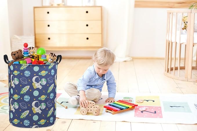 Kids Laundry Hamper,Boys Laundry Basket Collapsible Space Storage Baskets for Home Decor,Office,Toy Organizer,(Astronaut)