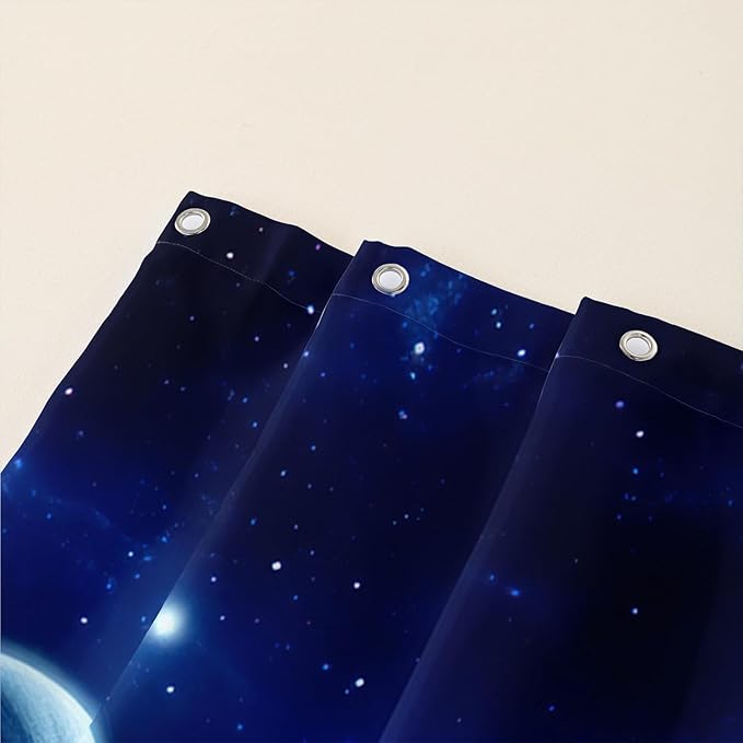 AILONEN Blue Rose Shower Curtain,Romantic Flower Bath Curtain for Girls Women,Blue Galaxy Starry Rose Floral Curtain for Bathroom Decor 72" W*72" H,Waterproof with 12 Plastic Hooks