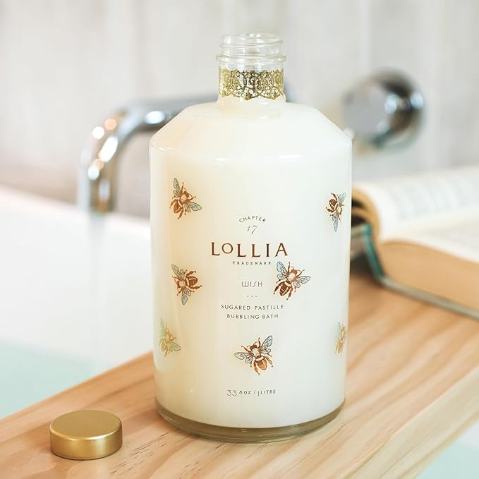 Lollia Wish Bubble Bath, 33.8 fl. oz. – Sugared Pastille Scent – Gentle & Moisturizing Bubble Bath, Hydrating Ingredients, Scented for Women