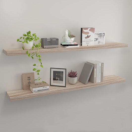 Floating Shelves 48 Inch Wall Shelf Solid Wood Mounted Storage for Bedroom Living Room Set of 2, Rustic Torched Wall Shelves
