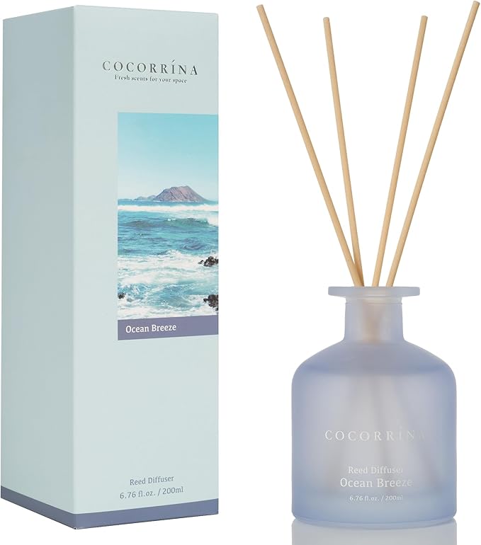 Cocorrína Reed Diffuser - Ocean Breeze 6.76oz Diffuser with Sticks Home Fragrance Essential Oil Reed Diffuser for Home Bedroom Bathroom Shelf Decor Office Decor (Summer Collection)