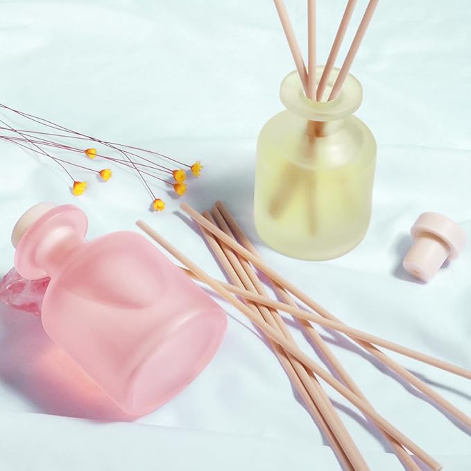 Reed Diffuser - Jasmine Green Tea & Ebony Rose 3.38oz (100ml) 2 Packs Essential Oil Reed Diffuser Set with 16 Sticks, Long Lasting Fragrance for Home, Bathroom, Bedroom, Room, Decor