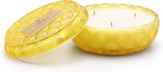 Soy Wax Glass Bowl Candle, 20-25 Hours Burn Time, Natural Essential Oils, Calming Ambiance (Bowl, Pineapple & Coconut)