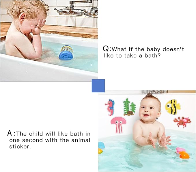 Non Slip Bathtub Stickers, 20pcs Submarine Sea Creature Adhesive Kids Anti Slip Decal Threads for Shower and Bath Tub with Premium Scraper
