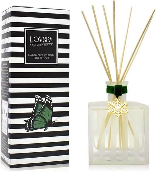 LOVSPA Snow Pine Reed Diffuser Set - Chritsmas Tree Scent Diffuser for Home - Long Lasting Fragrance - Non-Toxic Oil Reed Diffuser - Made in The USA