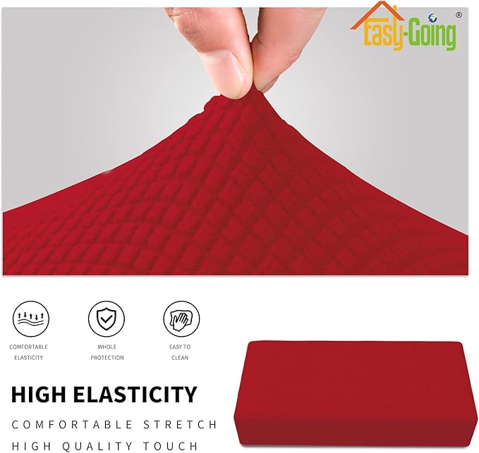 Easy-Going Stretch Ottoman Cover Folding Storage Stool Furniture Protector Soft Rectangle Slipcover with Elastic Bottom (Ottoman XX-Large, Christmas Red)
