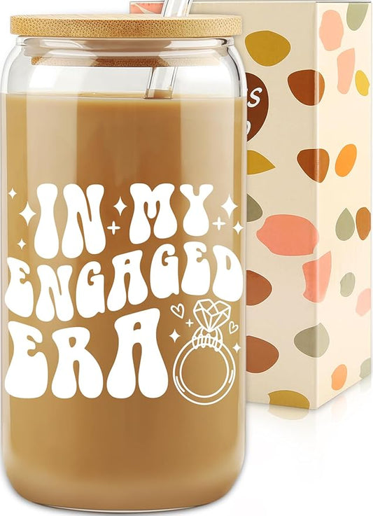 Engagement Gifts, In My Engaged Era Glass Cup, Future Bride Gift Ideas, Bridal Shower Gift for Her, Wedding Gifts for Best Friend - Newbride, Fiancée Present - Bride to Be Tumbler - Present for Her