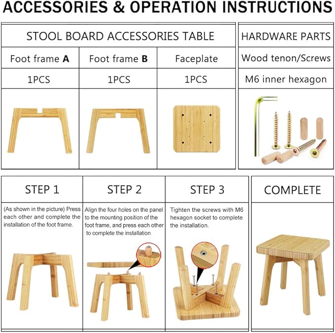 Kids Step Stool - Toddler Stool - Bamboo Wooden Stepping Foot Stools Adult Bedside Step Stool for Bed 350 Lbs Capacity Portable Small Stools to Sit on (Small Square)