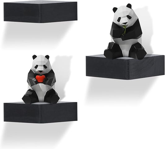 Small Floating Shelf,Set of 3 Display Ledges for Wall,Mini Shelves,Rustic Wood Shelf for Bedroom Living Room Bathroom Kitchen (5 Inch, Black)