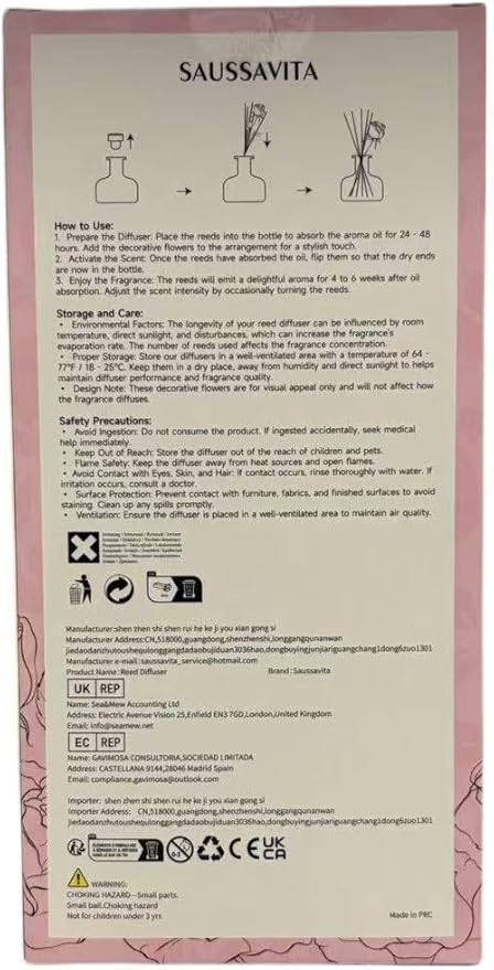 Reed Diffusers Set, 7.10 oz Rose Water Scented Diffuser with 7 Sticks, Long Lasting Home Fragrance for 120 Days, Perfect for Bathroom, Shelf Decor, Air Fresheners