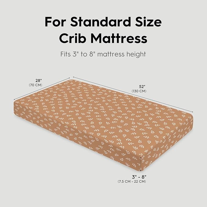 Horaldaily 2 Pack Fitted Crib Sheet for Boys Girls,Soft Breathable Washable Jersey Microfiber Baby Crib Sheet, Fits Standard Size Crib Mattress 28in x 52in, Floral Pumpkin Nursery Sheet White/Orange