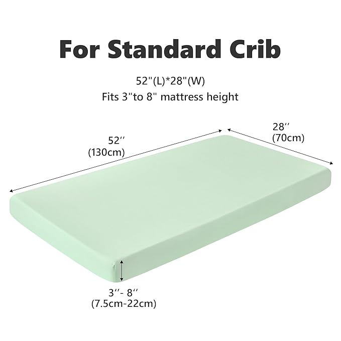 TILLYOU Baby Crib Sheets for Boys Girls, Fitted Crib Sheet 2 Pack for Standard Crib and Toddler Mattresses, Super Soft Toddler Bed Sheets, 28"x52"x8",Rosewater&Mint Macarons