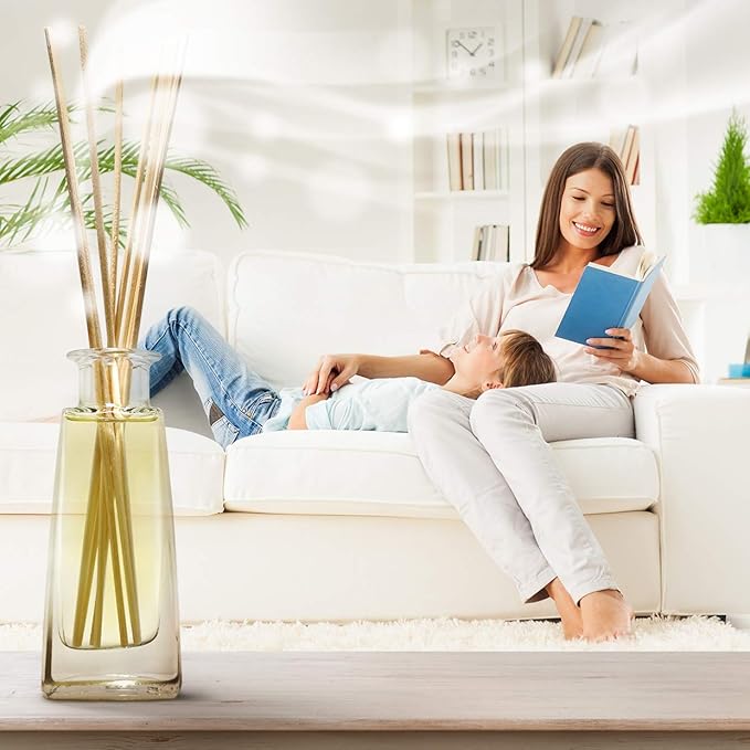 Reed Diffuser with Natural Essential Oil Lavender 3.4 Fl Oz - Lavanda Diffuser - Scented Reed Diffuser - Gift Set w/Bamboo Sticks - Best for Aromatherapy - Home - Office - Fitness