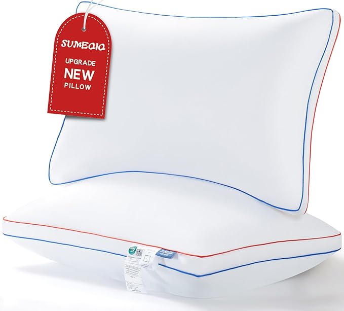 Pillows Standard Size Set of 2, Fluffy Bed Pillows for Sleeping, Standard Pillows 2 Pack with Hotel Quality, Firm and Supportive Down Alternative Pillow for Side and Back Sleeper, 20" x 26"